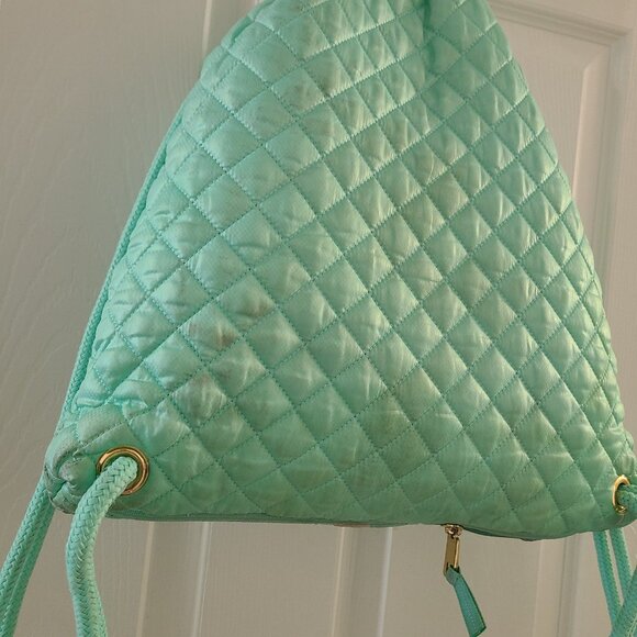 Oliver Thomas 24 + 7 Quilted Drawstring Cinch Backpack Turquoise